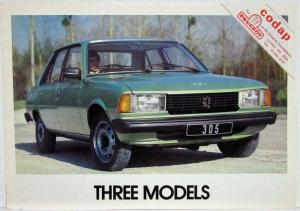1979 Peugeot 305 Three Models Flip Up Sales Folder - Right-Hand Drive