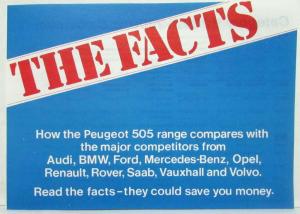 1980 Peugeot 505 Executive Car of the Year Sales Brochure with Comparison Insert