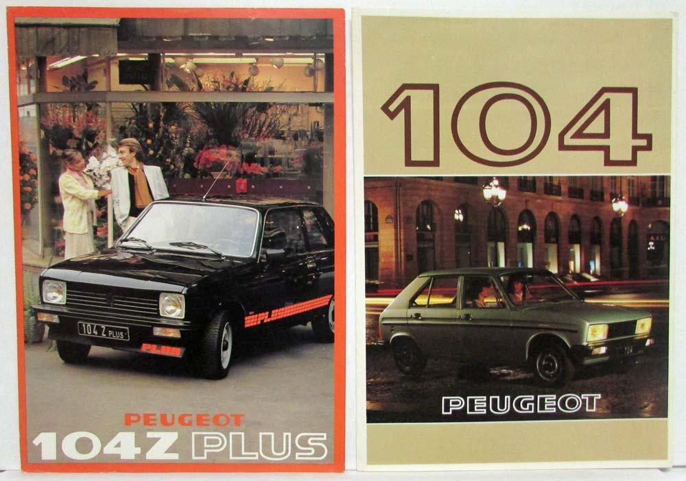 1981 Peugeot 104 Z Plus and 104 Set of 2 Sales Brochures - French Text