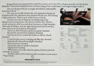 1982 Peugeot 505 Tough as Australia Spec Sheet - Australian Market