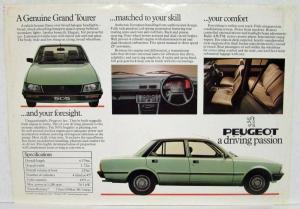 1979-1984 Peugeot 505 Spec Sheet  - Right Hand Drive
