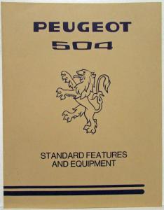 1985? Peugeot Standard Features and Equipment Sales Brochure