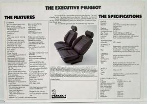 1985 Peugeot 505 Executive Spec Sheet - Australian Market