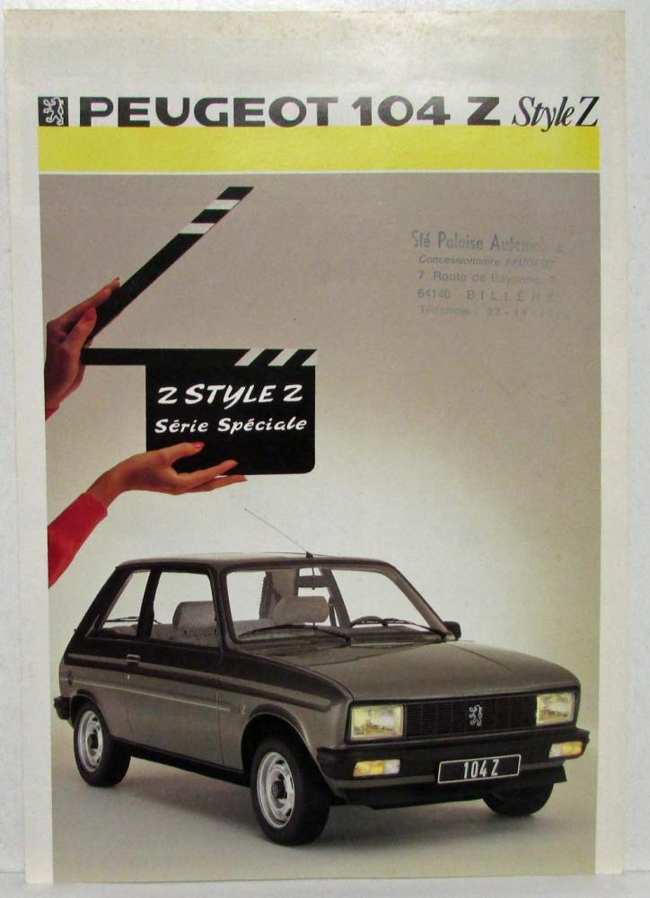 1986 Peugeot 104Z Style Z Sales Brochure - French Text