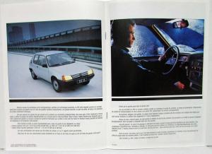 1986 Peugeot 205 XA/XAD XRA Sales Brochure - French Text