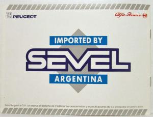 1990-1993? Peugeot & Alfa Romeo via Importer Sevel - Spanish Text Argentine Mkt