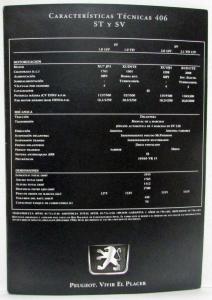 1997 Peugeot 406 Sales Folder - Spanish Text