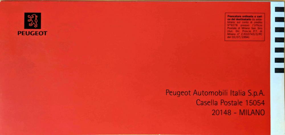 1998 Peugeot Concept Car Coupe Cabriolet Sales Folder - Italian Text