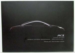 2010 Peugeot RCZ Booklet in Slide Envelope with Spec Sheets - German Text