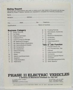 1982 EV Expo Brochure with Phase II Van and Car