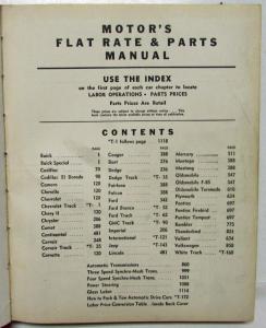 1969 Motors Flat Rate and Parts Manual 41st Edition Buick Chevrolet Ford Dodge