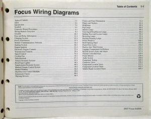 2007 Ford Focus Electrical Wiring Diagrams Manual