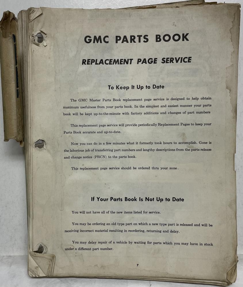 1958 GMC Truck Master Parts Book Models 100 thru 500 Series S T X Y