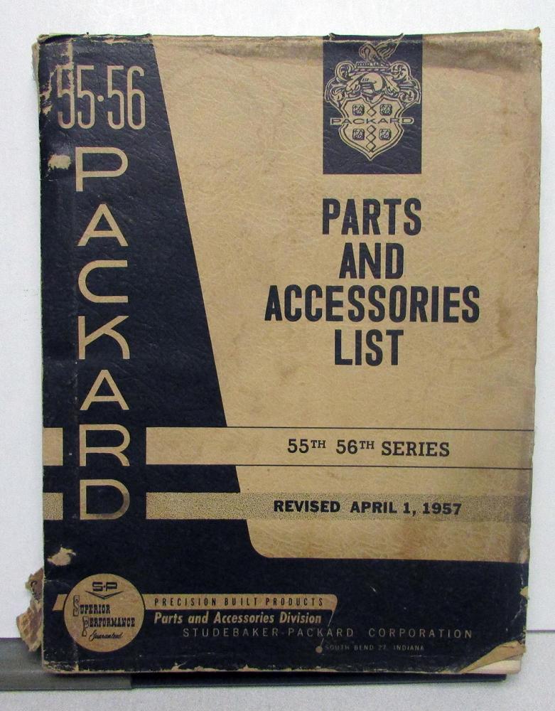 1955 1956 Packard Parts Accessories List Book Clipper Caribbean Super Patrician