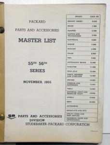 1955 1956 Packard Parts Accessories List Book Clipper Caribbean Super Patrician