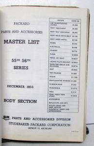 1955 1956 Packard Parts Accessories List Book Clipper Caribbean Super Patrician
