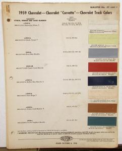 1959 Chevrolet DuPont Paint Chips Bulletin No 31 Original