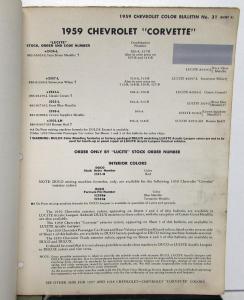 1959 Chevrolet DuPont Paint Chips Bulletin No 31 Original