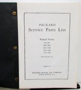 1932-1936 Packard Twelve Dealer Service Parts List Book 905-1408 V12 Repro