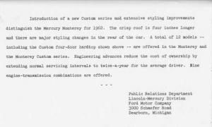 1962 Mercury Monterey Custom Four-Door Hardtop Press Photo and Release 0063
