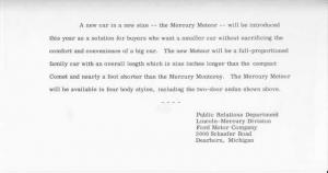 1962 Mercury Meteor Two-Door Press Photo and Release 0067