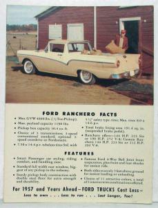 1957 Ford Ranchero Facts Features Postcard Mailer Orig W/O Details on Back Side