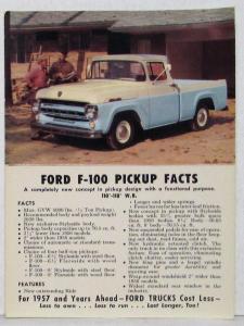 1957 Ford F1 Pickup Truck FactsPostcard Mailer Orig W/O Details on Back Side
