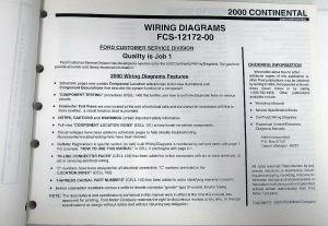2000 Lincoln Continental Electrical Wiring Diagram Service Manual Original