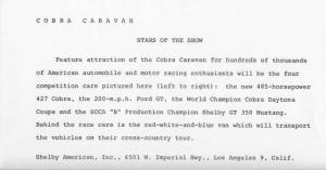 1966 Shelby Cobra Caravan Press Photo & Release 0004