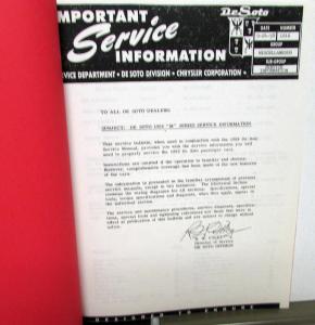 1959 De Soto Dealer Service Shop Manual Supplement Repair Passenger Car Repro