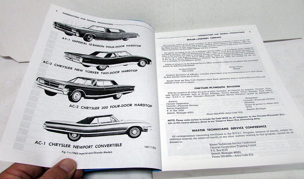 1965 Chrysler Master Parts Book Catalog Imperial New Yorker 300 300L Newport 65