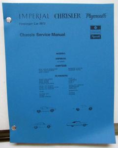 1972 Chrysler Plymouth Imperial Service Shop Manual Road Runner Barracuda Duster