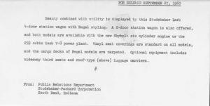 1961 Studebaker Lark 4-Door Station Wagon Press Photo and Release 0012