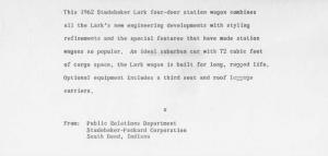 1962 Studebaker Lark 4-Door Station Wagon Press Photo and Release 0018