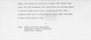 1962 Studebaker Lark Convertible Press Photo and Release 0019