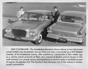1963 Studebaker New Standard Model Press Photo with Text 0040