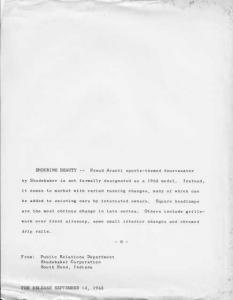 1964 Studebaker Avanti Press Photo and Release 0052