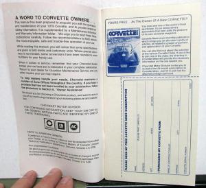 1979 Chevrolet Corvette Owners Manual ORIGINAL Care & Operation Instructions