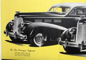 1938 Cadillac V8 Sedan Imperial Convertible Sales Folder Specs Back Cover