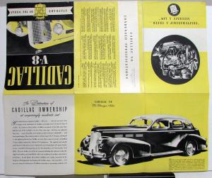 1938 Cadillac V8 Sedan Imperial Convertible Sales Folder Specs Back Cover