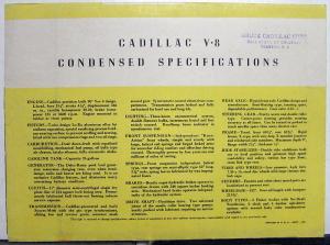 1938 Cadillac V8 Sedan Imperial Convertible Sales Folder Specs Back Cover