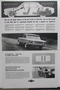1960 Chevrolet Corvair Dealer Sales Brochure Original Lime Rock Track Tests Orig