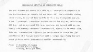 1964 Oldsmobile Jetstar 88 Celebrity Sedan Press Photo and Release 0081