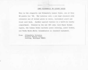 1965 Oldsmobile 98 Luxury Sedan Press Photo and Release 0092