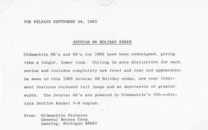 1966 Oldsmobile Jetstar 88 Holiday Sedan Press Photo and Release 0099