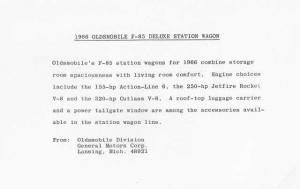 1966 Oldsmobile F-85 Deluxe Station Wagon Press Photo and Release 0105