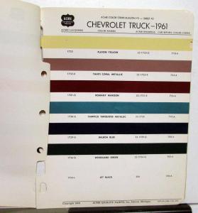1961 Chevrolet Acme Paint Chips Original Codes 61 Truck Chevy GM Good Shape