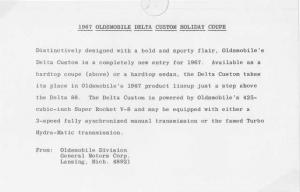 1967 Oldsmobile Delta Custom Holiday Coupe Press Photo and Release 0125