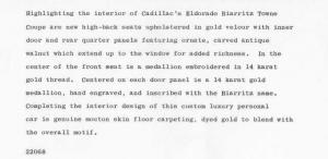 1968 Cadillac Eldorado Show Car Concept Interior Press Photo & Release 0053
