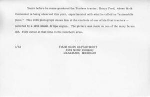 1908 Ford Tractor with Henry Press Photo and Release 0003